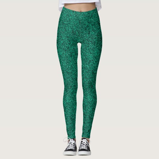 Schönes türkisfarbenes Glitzer-Effektmuster Leggings (Vorderseite)