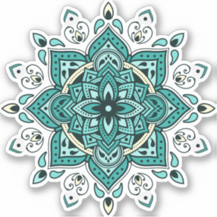 Schönes türkisfarbenes Mandala-Design Aufkleber