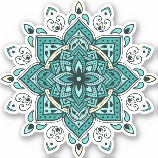 Schönes türkisfarbenes Mandala-Design Aufkleber (Vorderseite)