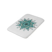 Schönes türkisfarbenes Mandala-Design Badematte (Schrägansicht)