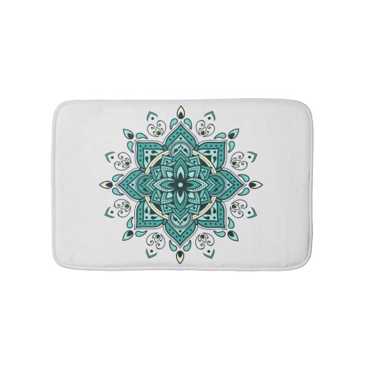 Schönes türkisfarbenes Mandala-Design Badematte (Vorderseite)