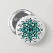 Schönes türkisfarbenes Mandala-Design Button (Vorne & Hinten)