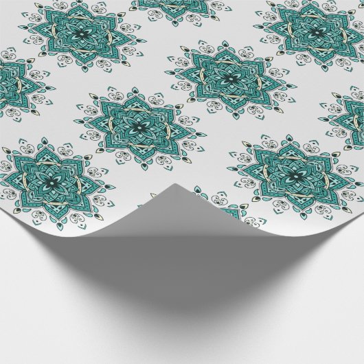 Schönes türkisfarbenes Mandala-Design Geschenkpapier (Ecke)