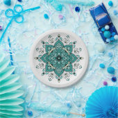 Schönes türkisfarbenes Mandala-Design Pappteller (Party)