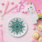 Schönes türkisfarbenes Mandala-Design Pappteller (Party)