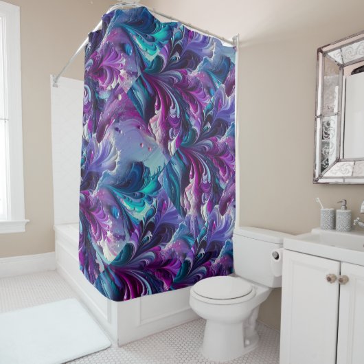 Schönes türkisfarbenes und rosa Abstraktes Muster Duschvorhang (Beispiel)