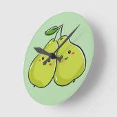 Schönes Twin Pear Kinderzimmer Runde Wanduhr (Winkel)