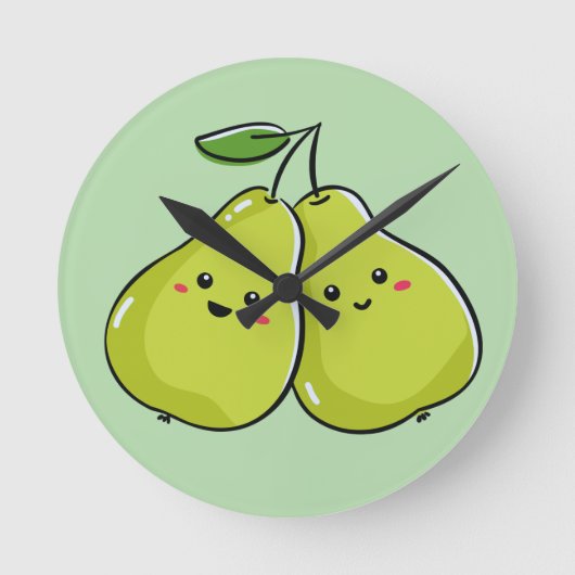 Schönes Twin Pear Kinderzimmer Runde Wanduhr (Vorderseite)