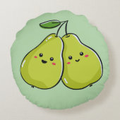 Schönes Twin Pear Kinderzimmer Rundes Kissen (Rückseite)