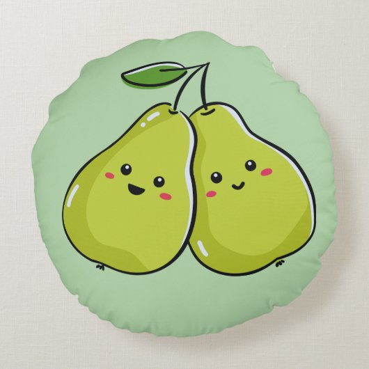 Schönes Twin Pear Kinderzimmer Rundes Kissen (Rückseite)