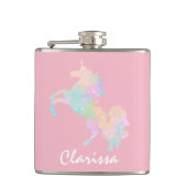 Schönes und buntes Einhorn Flachmann (Vorderseite)