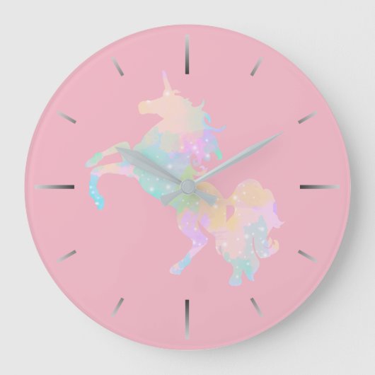 Schönes und buntes Einhorn Große Wanduhr (Vorderseite)