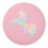 Schönes und buntes Einhorn Keramikknauf (Vorderseite)
