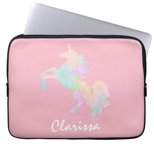 Schönes und buntes Einhorn Laptopschutzhülle (Vorderseite)