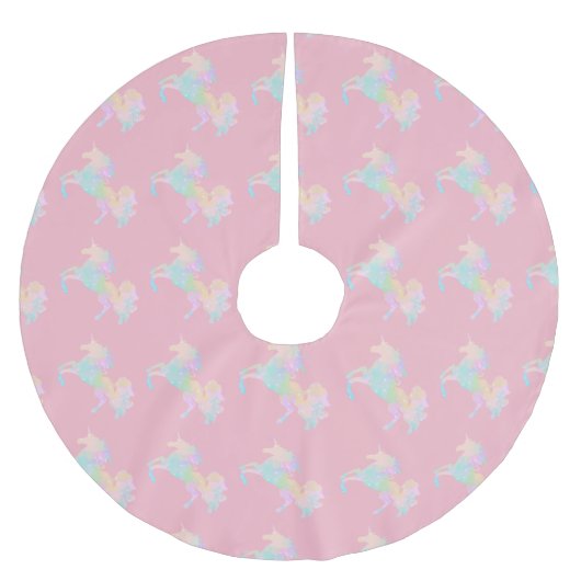 Schönes und buntes Einhorn Polyester Weihnachtsbaumdecke (Vorderseite)