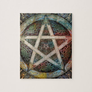 Schönes und buntes heidnisches Pentagramm Puzzle