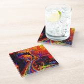 Schönes und farbenfroh geschmolzenes Liquid Glasuntersetzer (Schrägansicht)