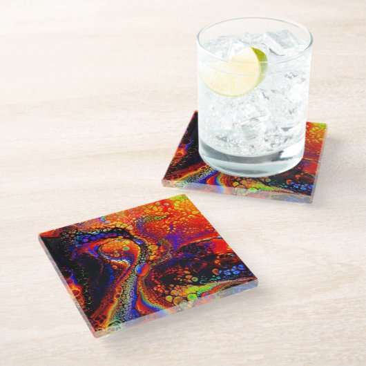 Schönes und farbenfroh geschmolzenes Liquid Glasuntersetzer (Schrägansicht)