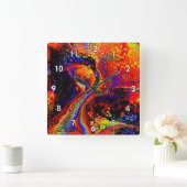 Schönes und farbenfroh geschmolzenes Liquid Quadratische Wanduhr (Zuhause)