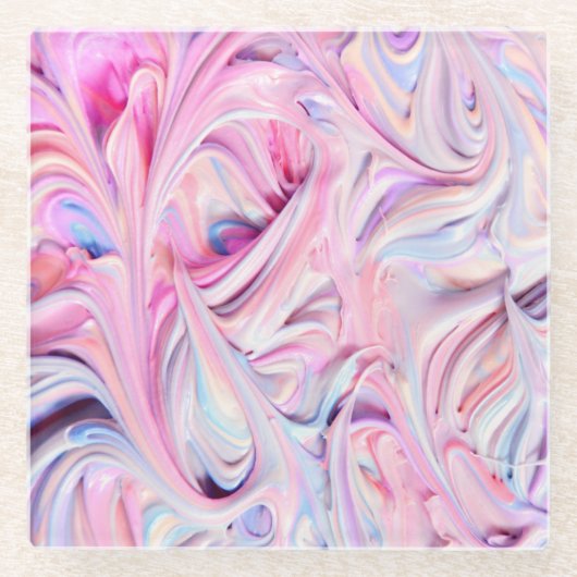 Schönes und farbenfrohes, flüssiges Marshmallow Glasuntersetzer (Vorderseite)
