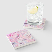 Schönes und farbenfrohes, flüssiges Marshmallow Steinuntersetzer (Seitenansicht)
