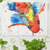 Schönes und farbenfrohes Koi Fish Küchentuch (Gefaltet)