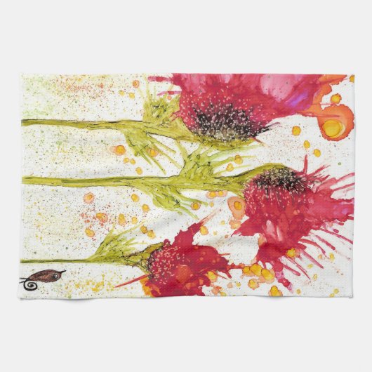 Schönes und farbenfrohes Mohn Küchentuch (Horizontal)