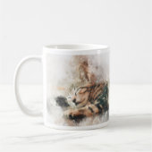 Schönes und niedliches Kätzchen, das eine Wasserfa Kaffeetasse (Links)