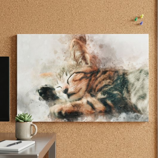 Schönes und niedliches Kätzchen, das eine Wasserfa Poster