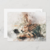 Schönes und niedliches Kätzchen, das eine Wasserfa Postkarte (Vorne/Hinten)