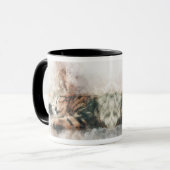 Schönes und niedliches Kätzchen, das eine Wasserfa Tasse (Vorderseite Links)