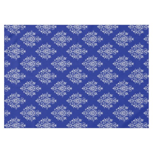 Schönes und stilvolles Damask-Muster auf Cobalt Bl Tischdecke (Vorderseite (Horizontal))