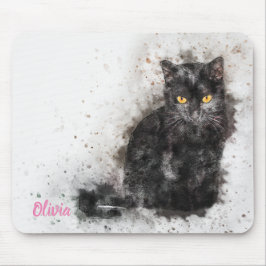 Schönes und trendy Black Cat Not leidendes Foto Mousepad