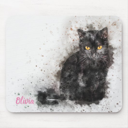 Schönes und trendy Black Cat Not leidendes Foto Mousepad (Vorne)
