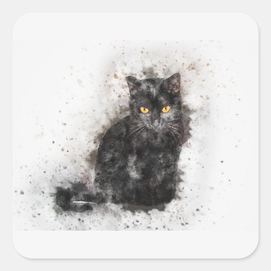 Schönes und trendy Black Cat Not leidendes Foto Quadratischer Aufkleber (Vorderseite)