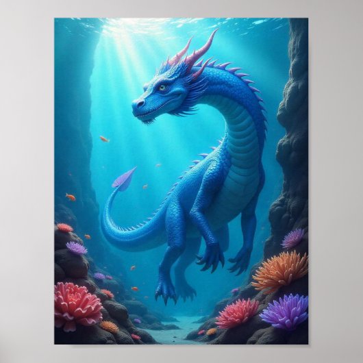 Schönes Unterwasser-Drachenposter Poster (Vorne)