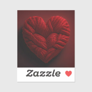 Schönes Valentinstag-Herz aus rotem Garn Aufkleber