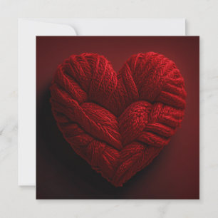 Schönes Valentinstag-Herz aus rotem Garn Einladung