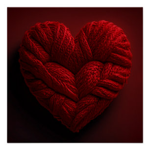 Schönes Valentinstag-Herz aus rotem Garn Poster