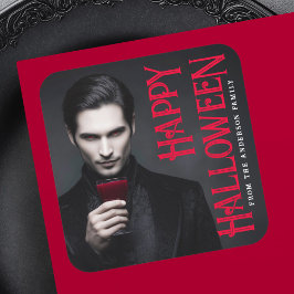 Schönes Vampir trinken Blut Happy Halloween Quadratischer Aufkleber