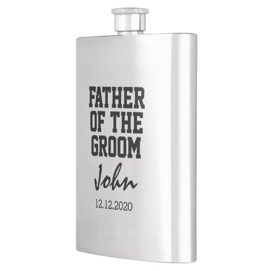 Schönes VATER DER GRUOM-Typografie Monogramm Flachmann (Links)