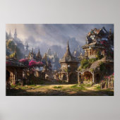 Schönes verzaubertes magisches Dorf Die Berge Poster (Vorne)