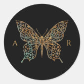 Schönes Verziertes Dekorationslogo Schwarz Runder Aufkleber (Vorderseite)