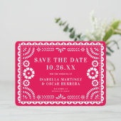 Schönes Verziertes Papel Picado Foto Rosa Hochzeit Save The Date (Stehend Vorderseite)