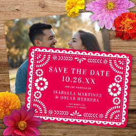 Schönes Verziertes Papel Picado Foto Rosa Hochzeit Save The Date