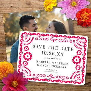 Schönes Verziertes Papel Picado Foto Rosa Hochzeit Save The Date