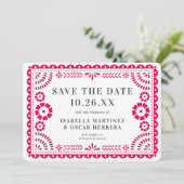 Schönes Verziertes Papel Picado Foto Rosa Hochzeit Save The Date (Stehend Vorderseite)