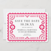 Schönes Verziertes Papel Picado Foto Rosa Hochzeit Save The Date (Vorderseite)