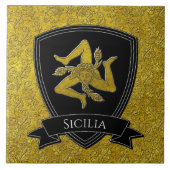 Schönes Verziertes Sicilian Trinacria Fliese (Vorderseite)