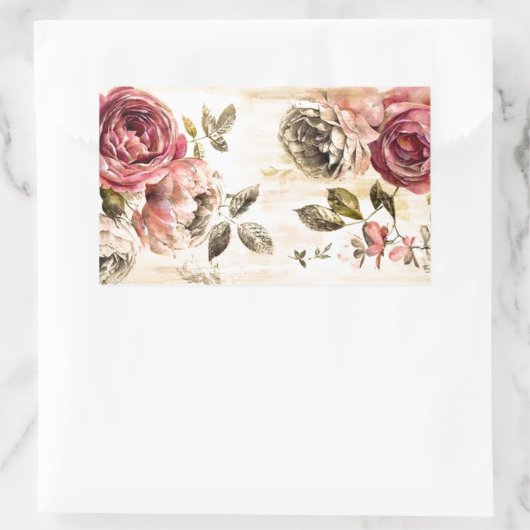 Schönes Viktorianisches Blumengemälde Rechteckiger Aufkleber (Tasche)